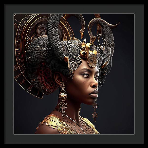 Afro Futuristic Zodiac-Capricon - Framed Print