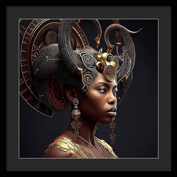 Afro Futuristic Zodiac-Capricon - Framed Print