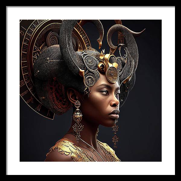 Afro Futuristic Zodiac-Capricon - Framed Print