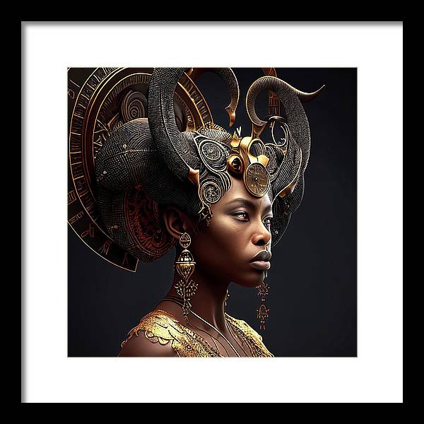 Afro Futuristic Zodiac-Capricon - Framed Print