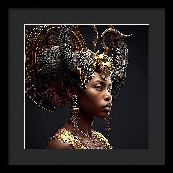 Afro Futuristic Zodiac-Capricon - Framed Print