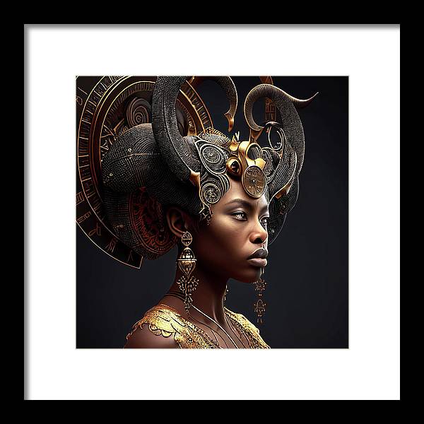 Afro Futuristic Zodiac-Capricon - Framed Print