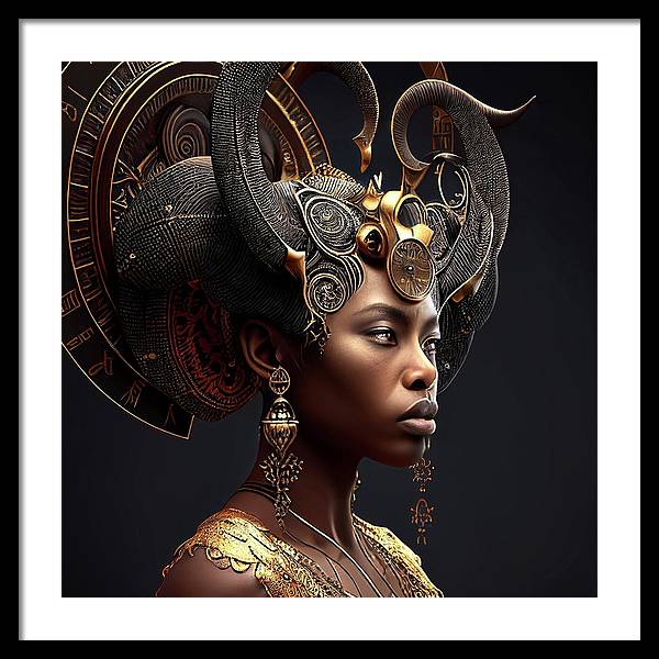 Afro Futuristic Zodiac-Capricon - Framed Print