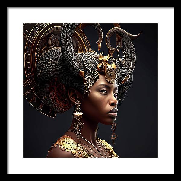 Afro Futuristic Zodiac-Capricon - Framed Print