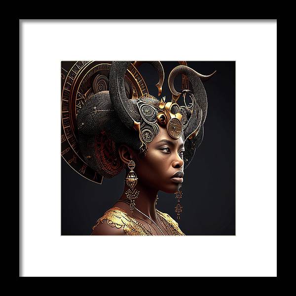 Afro Futuristic Zodiac-Capricon - Framed Print