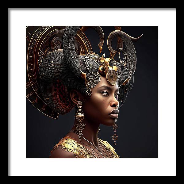 Afro Futuristic Zodiac-Capricon - Framed Print