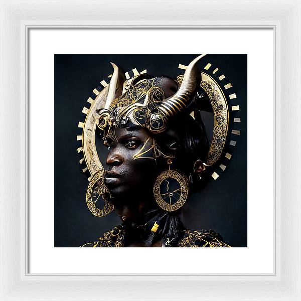 Afro Futuristic Zodiac- Taurus  - Framed Print