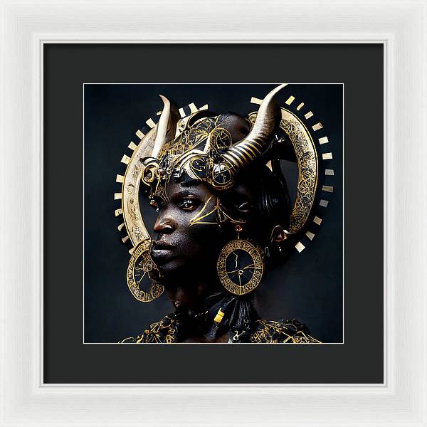 Afro Futuristic Zodiac- Taurus  - Framed Print