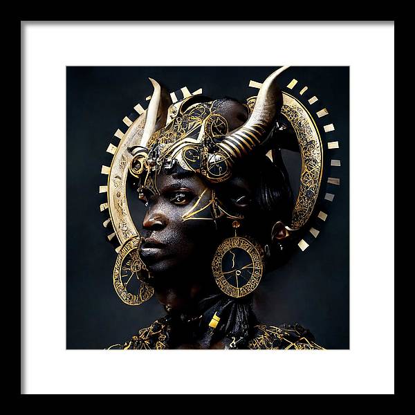 Afro Futuristic Zodiac- Taurus  - Framed Print