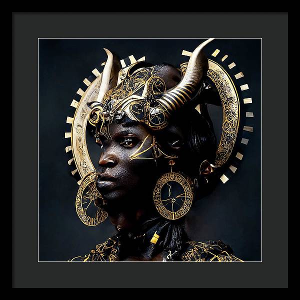 Afro Futuristic Zodiac- Taurus  - Framed Print