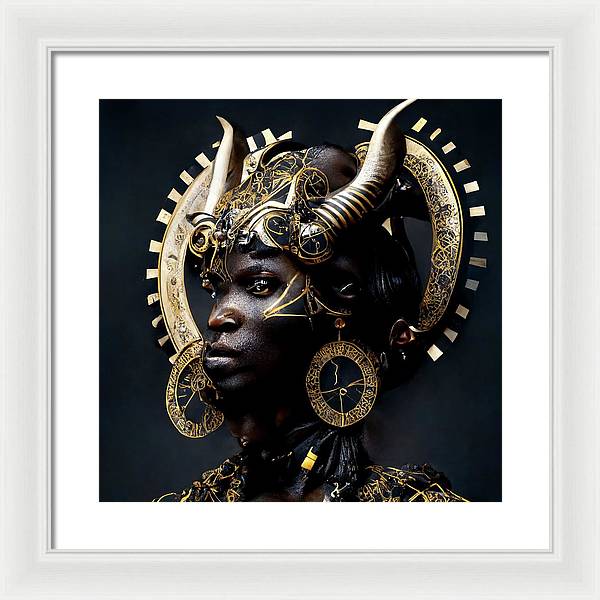 Afro Futuristic Zodiac- Taurus  - Framed Print