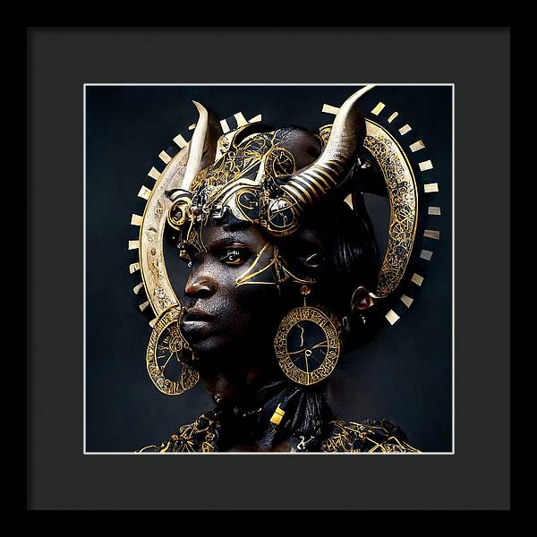 Afro Futuristic Zodiac- Taurus  - Framed Print