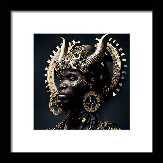 Afro Futuristic Zodiac- Taurus  - Framed Print