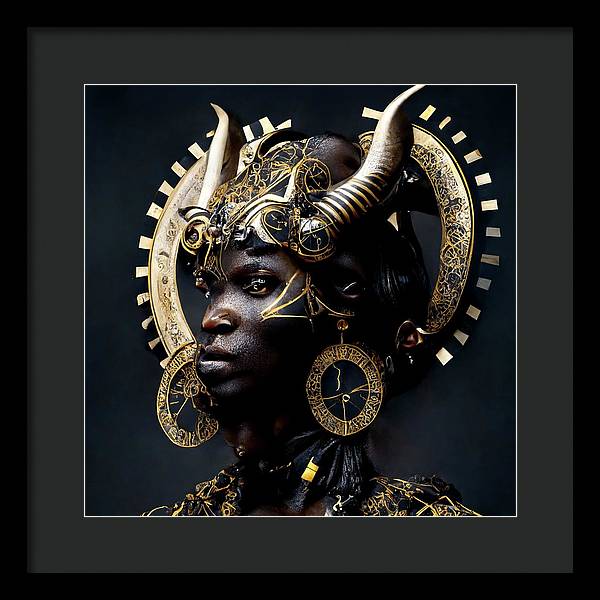 Afro Futuristic Zodiac- Taurus  - Framed Print