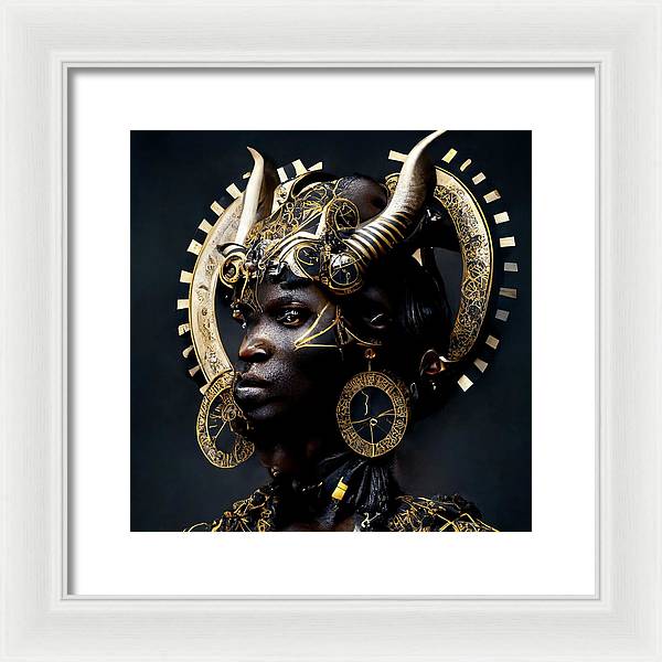 Afro Futuristic Zodiac- Taurus  - Framed Print