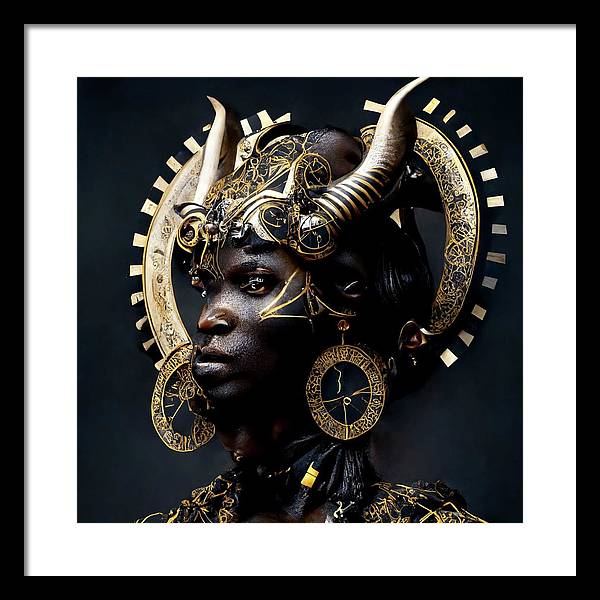 Afro Futuristic Zodiac- Taurus  - Framed Print