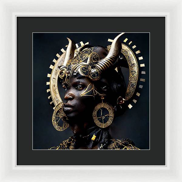 Afro Futuristic Zodiac- Taurus  - Framed Print