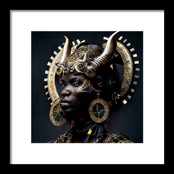 Afro Futuristic Zodiac- Taurus  - Framed Print