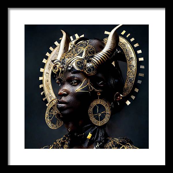 Afro Futuristic Zodiac- Taurus  - Framed Print