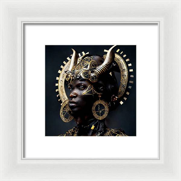 Afro Futuristic Zodiac- Taurus  - Framed Print