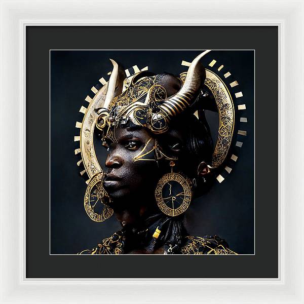 Afro Futuristic Zodiac- Taurus  - Framed Print