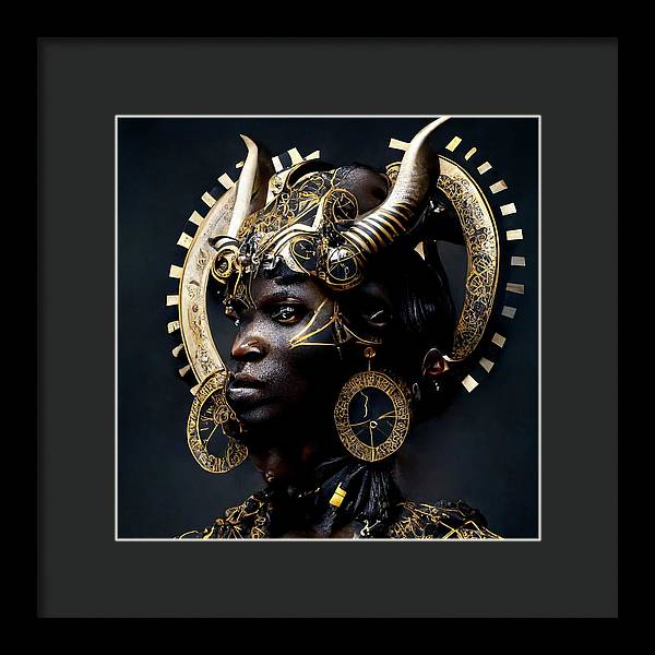 Afro Futuristic Zodiac- Taurus  - Framed Print