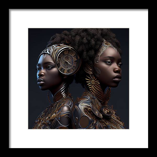 AfroFuturistic Zodiac-Gemini  - Framed Print