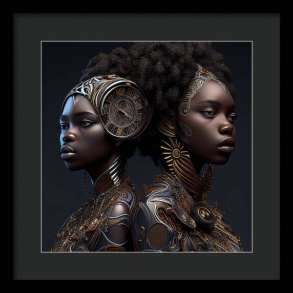 AfroFuturistic Zodiac-Gemini  - Framed Print