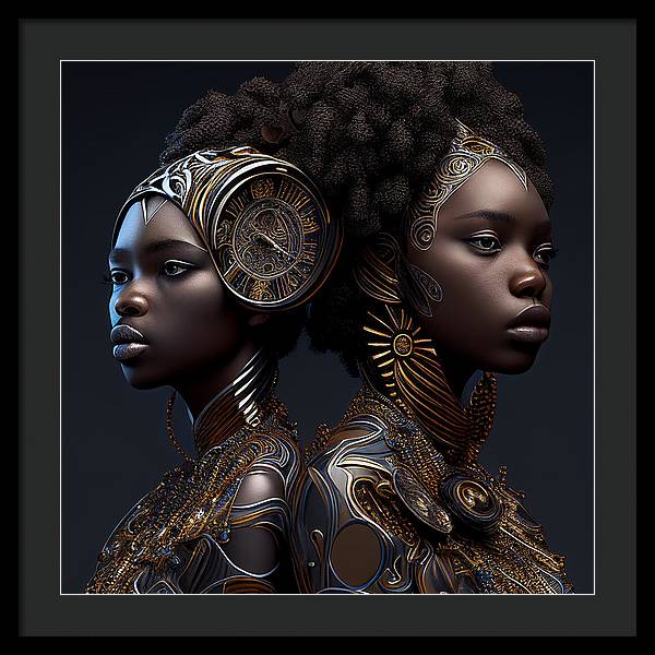 AfroFuturistic Zodiac-Gemini  - Framed Print