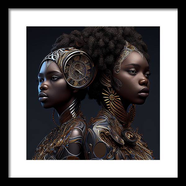 AfroFuturistic Zodiac-Gemini  - Framed Print