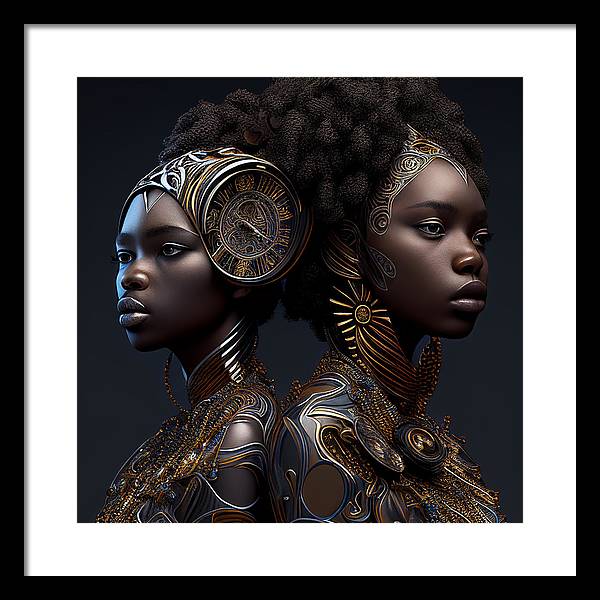 AfroFuturistic Zodiac-Gemini  - Framed Print