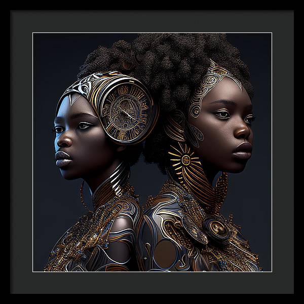 AfroFuturistic Zodiac-Gemini  - Framed Print