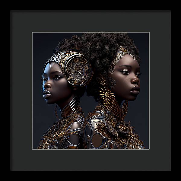 AfroFuturistic Zodiac-Gemini  - Framed Print