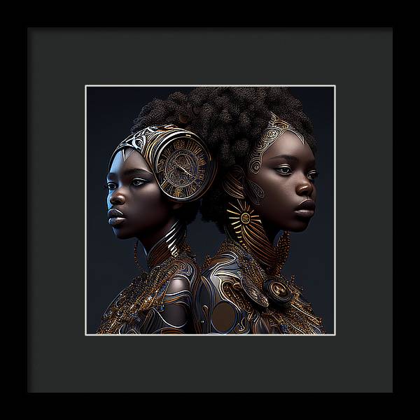 AfroFuturistic Zodiac-Gemini  - Framed Print