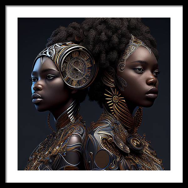 AfroFuturistic Zodiac-Gemini  - Framed Print