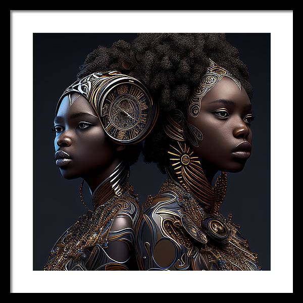 AfroFuturistic Zodiac-Gemini  - Framed Print