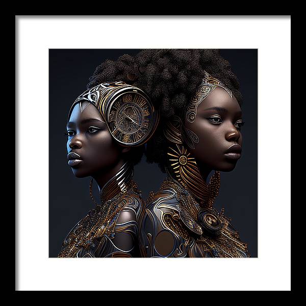 AfroFuturistic Zodiac-Gemini  - Framed Print