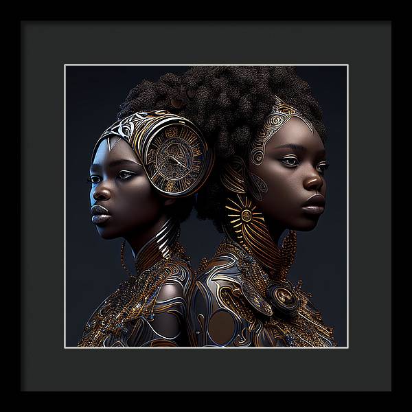 AfroFuturistic Zodiac-Gemini  - Framed Print